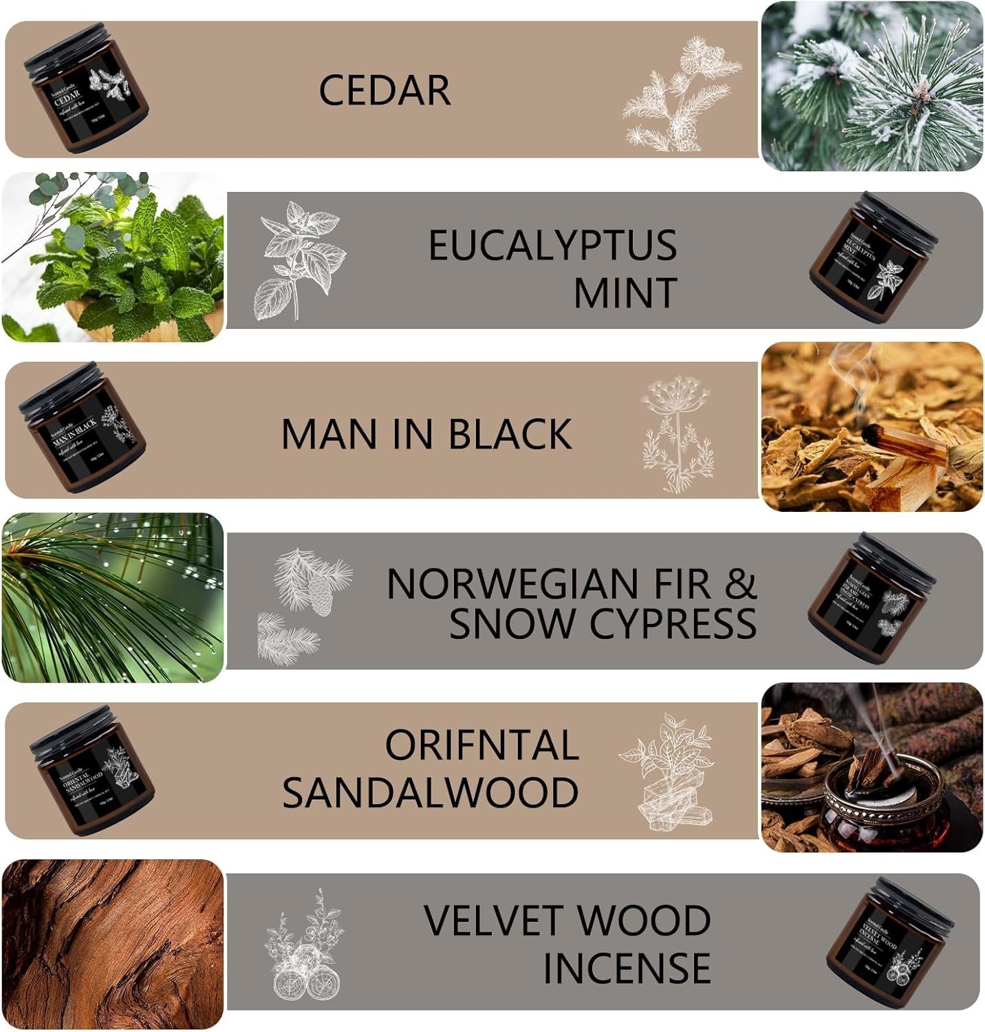 Scented Candles for Men | 6 Pack Candles for Home Scented, 150 Hour Burn Time…