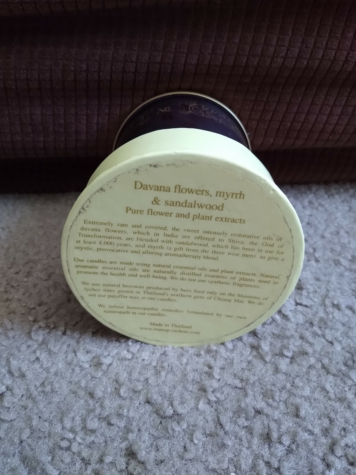 MANOP RACHOTE davana flowers myrrh & sandalwood natural homeopathic candle RARE