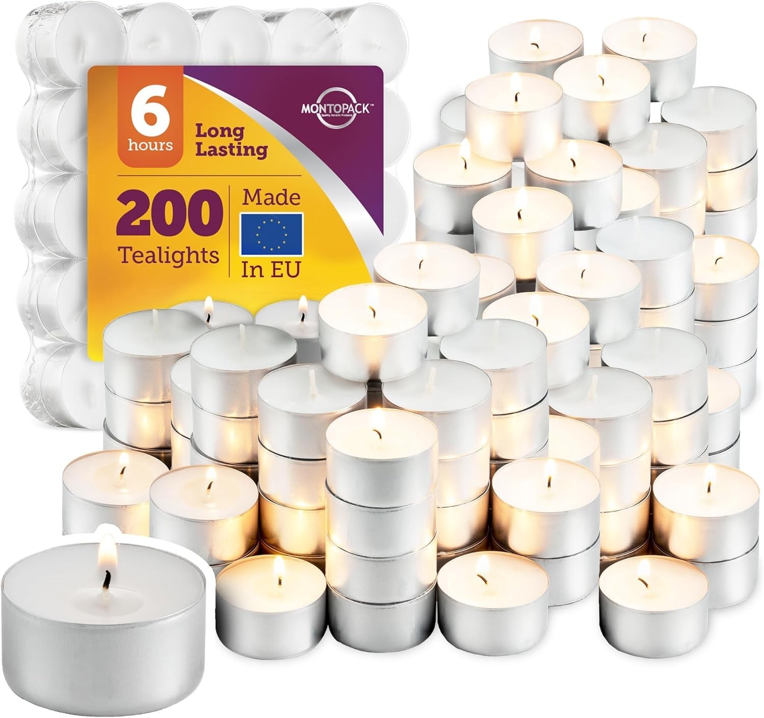 Unscented White Tealight Candles Bulk [200] | 6 Hours of Smokeless, Dripless,