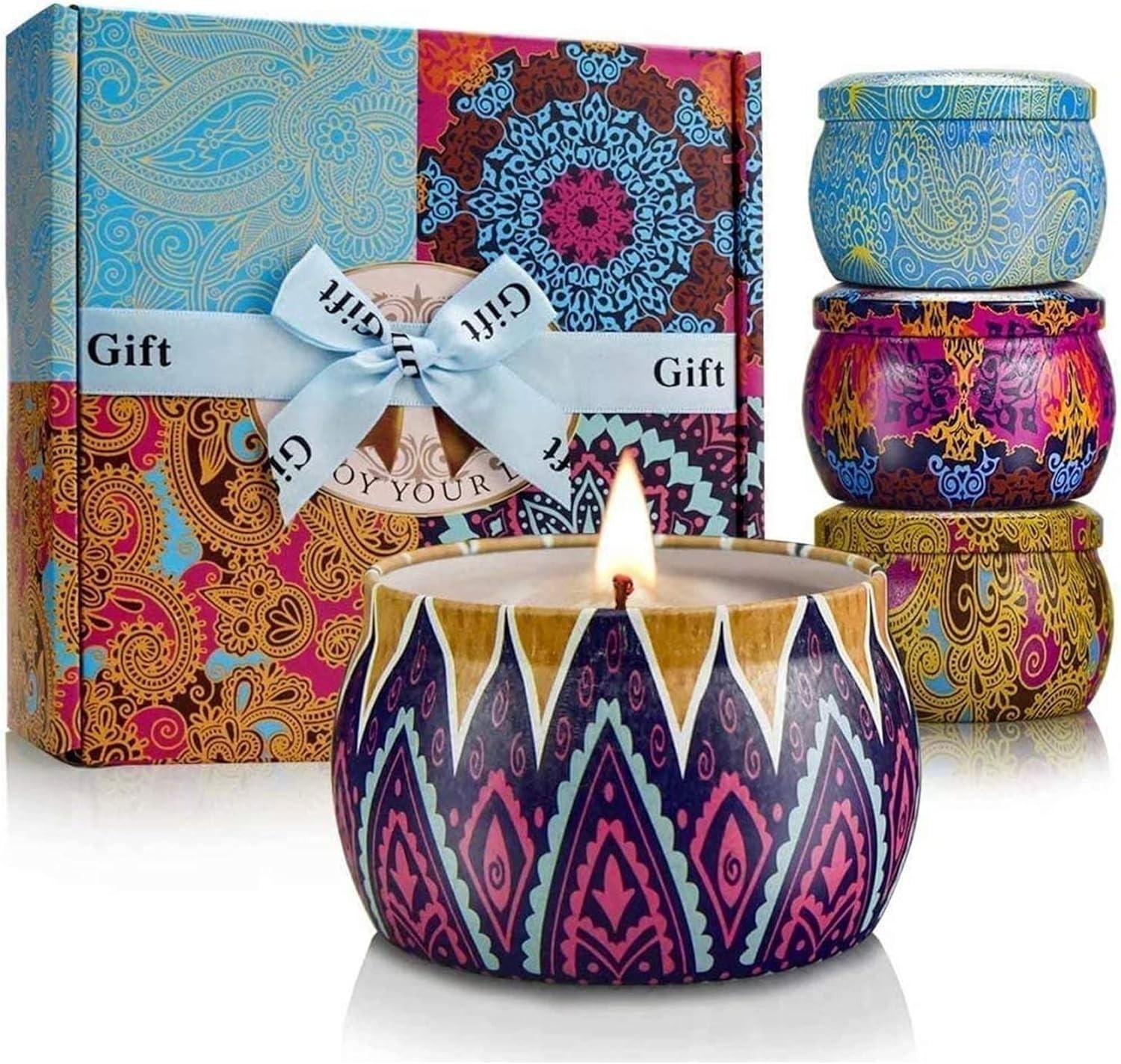 Candles Gift Set for Women, 4 Pack Scented Candles with 8% Essential Oils, 12…