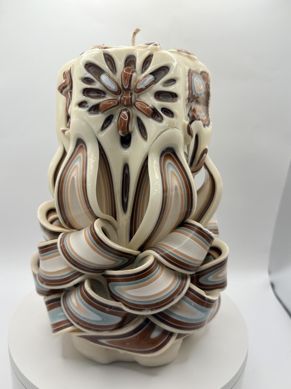 Hand Carved Layered Wax Candle Butterfly Floral Art Decor