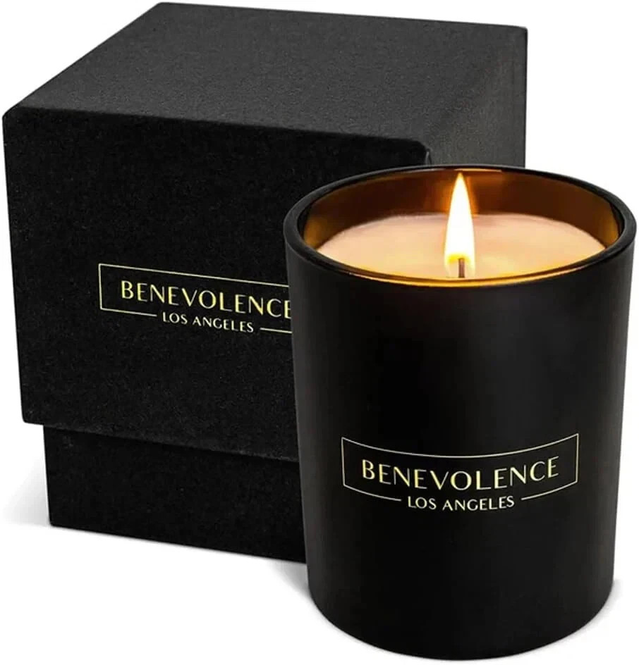 Benevolence Matte Black Scented Candle Rose & Sandalwood 220g 45 Hour Burn Soy