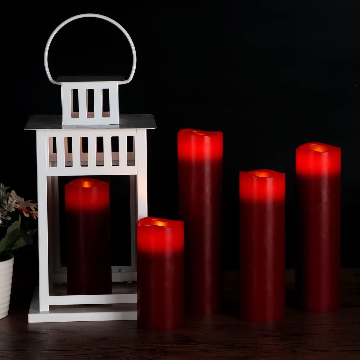 Cordless 9-Piece Burgundy LED Candle Collection – Remote Controlled Safety