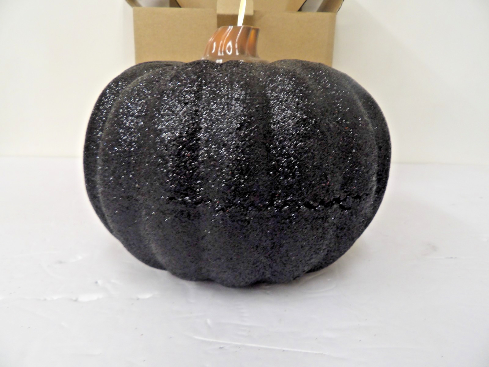 Luminara Black Glitter Pumpkin Flameless Flickering Halloween Fall Candle 6″