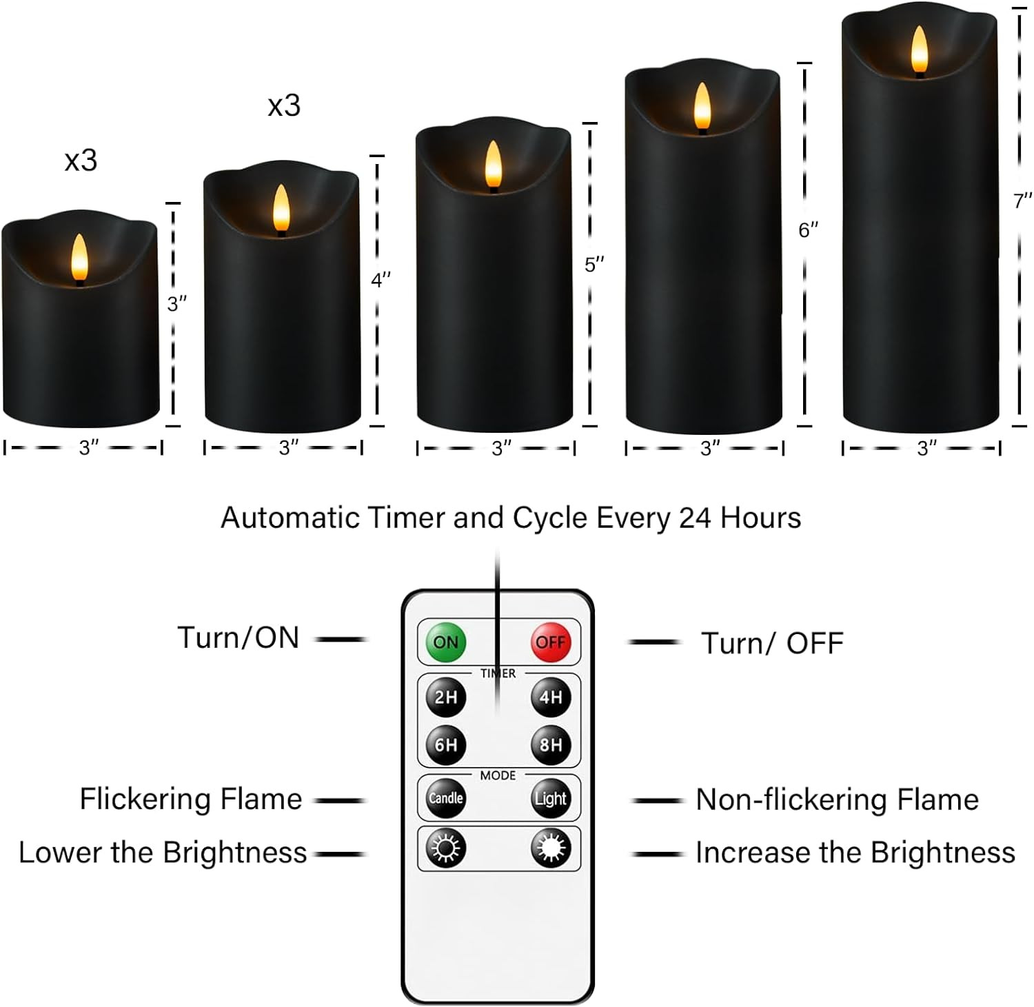 Flameless Candles with Remote, Battery Operated Flickering Flameless Candles, LE