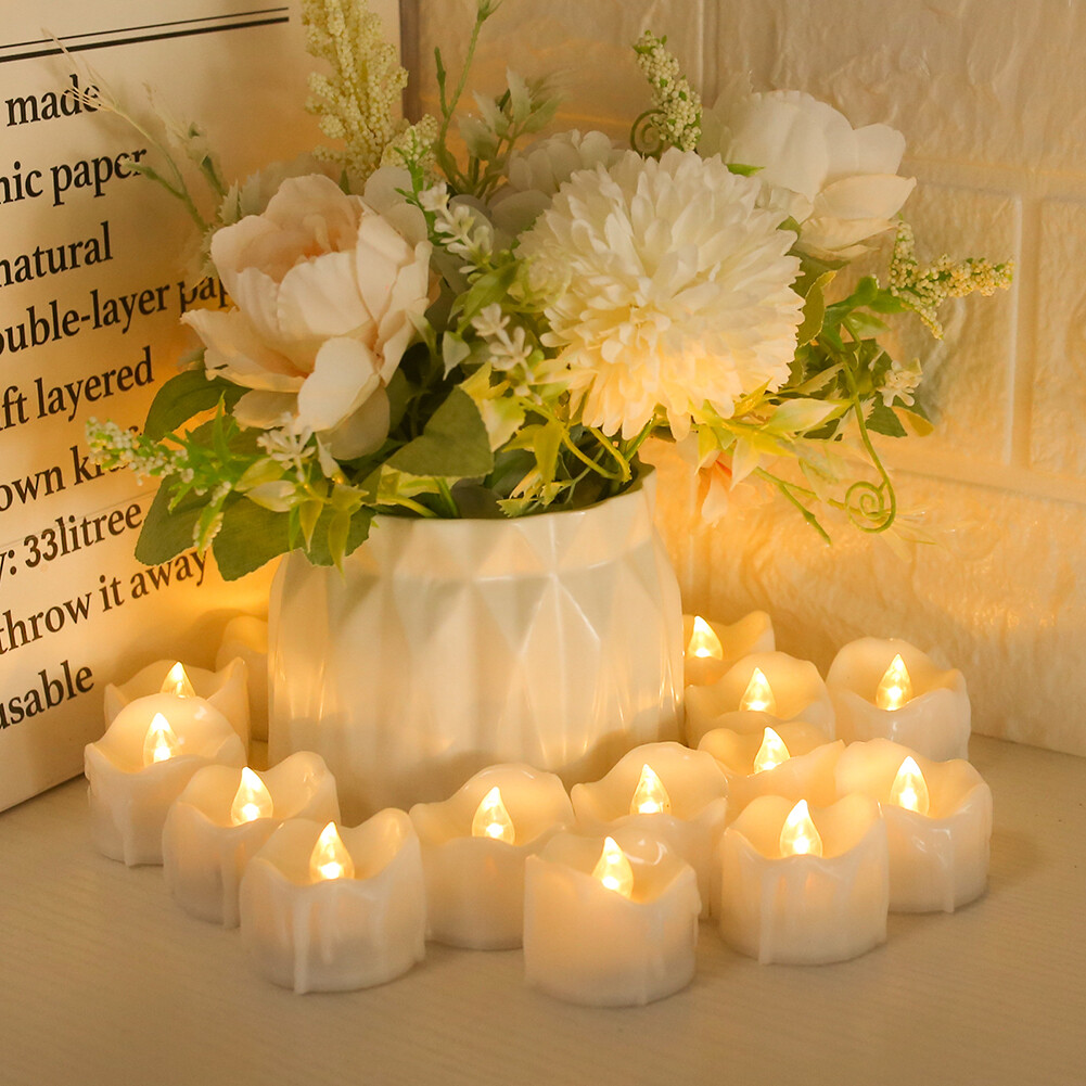 12Pcs Flameless LED Candle Tea Lights Flicker w/ Remote Control Battery Operated