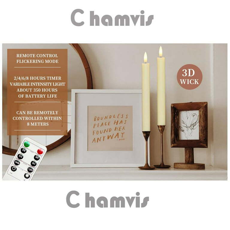 Flameless Taper Candles Light Flickering Battery Operated with Remote Timer LED