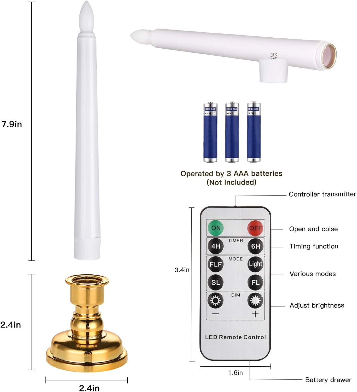 LED Window Candles, Christmas Flameless Window Candle Lights with Timer Battery