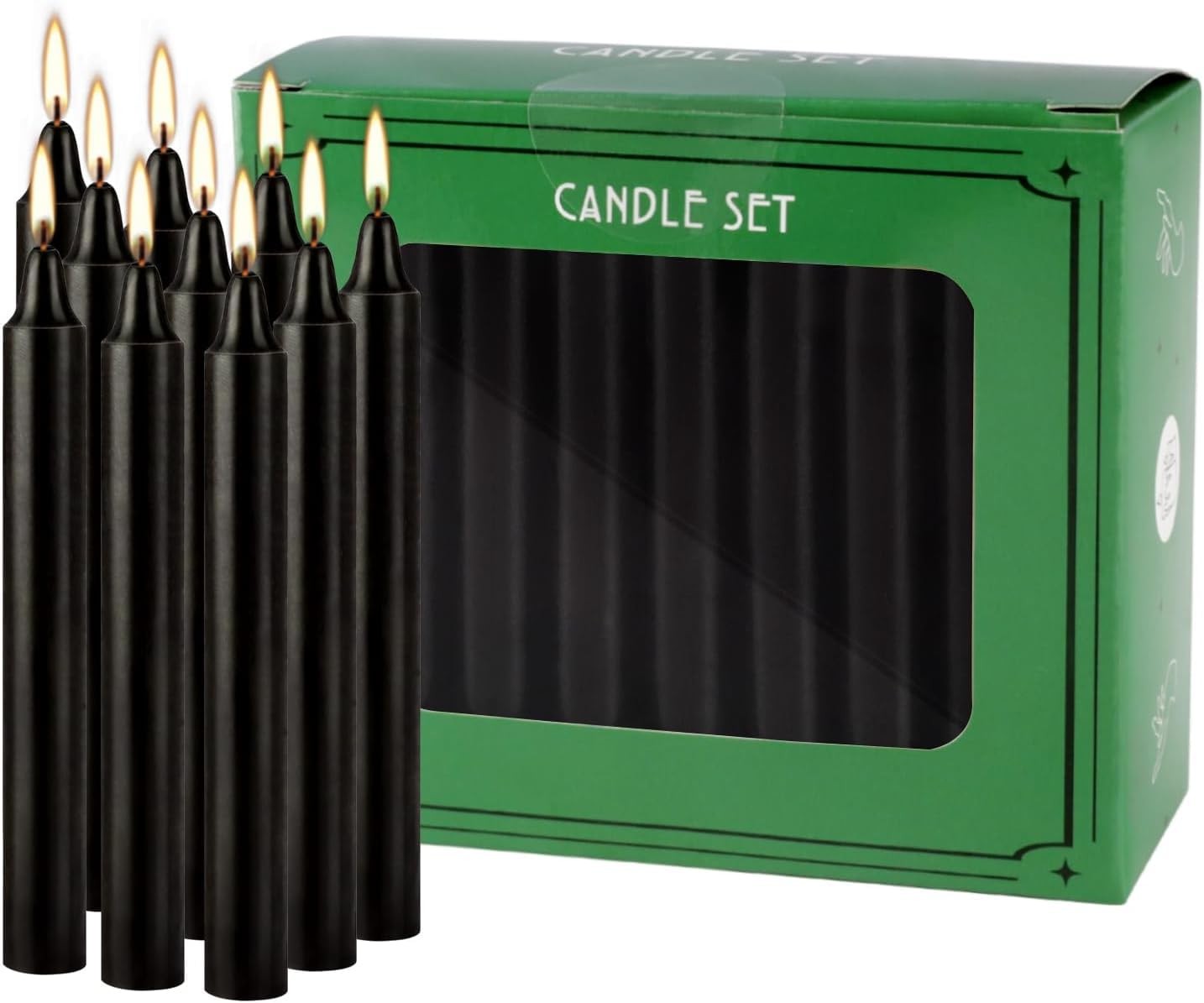 YOROXRG Set of 40 Black Candles – Spell Chime Candles for Halloween, Rituals,…