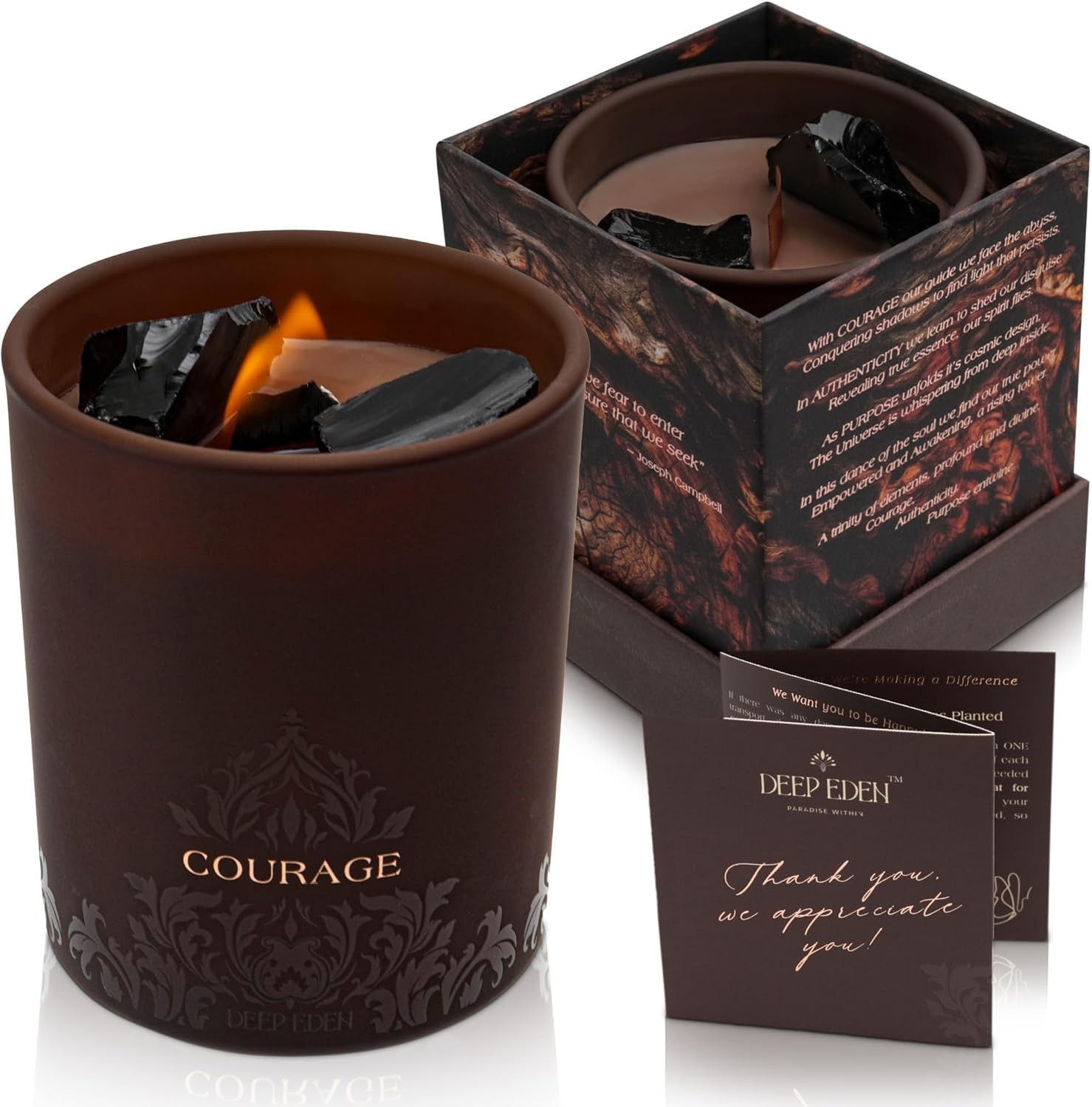 Luxury Forest Mahogany Empowerment Candle with Black Tourmaline Crystals – 7.4oz