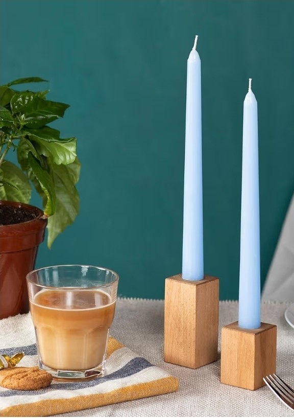 Light Blue 10 inch Taper Candles Set of 12 – Unscented Smokeless Dripless Tal…