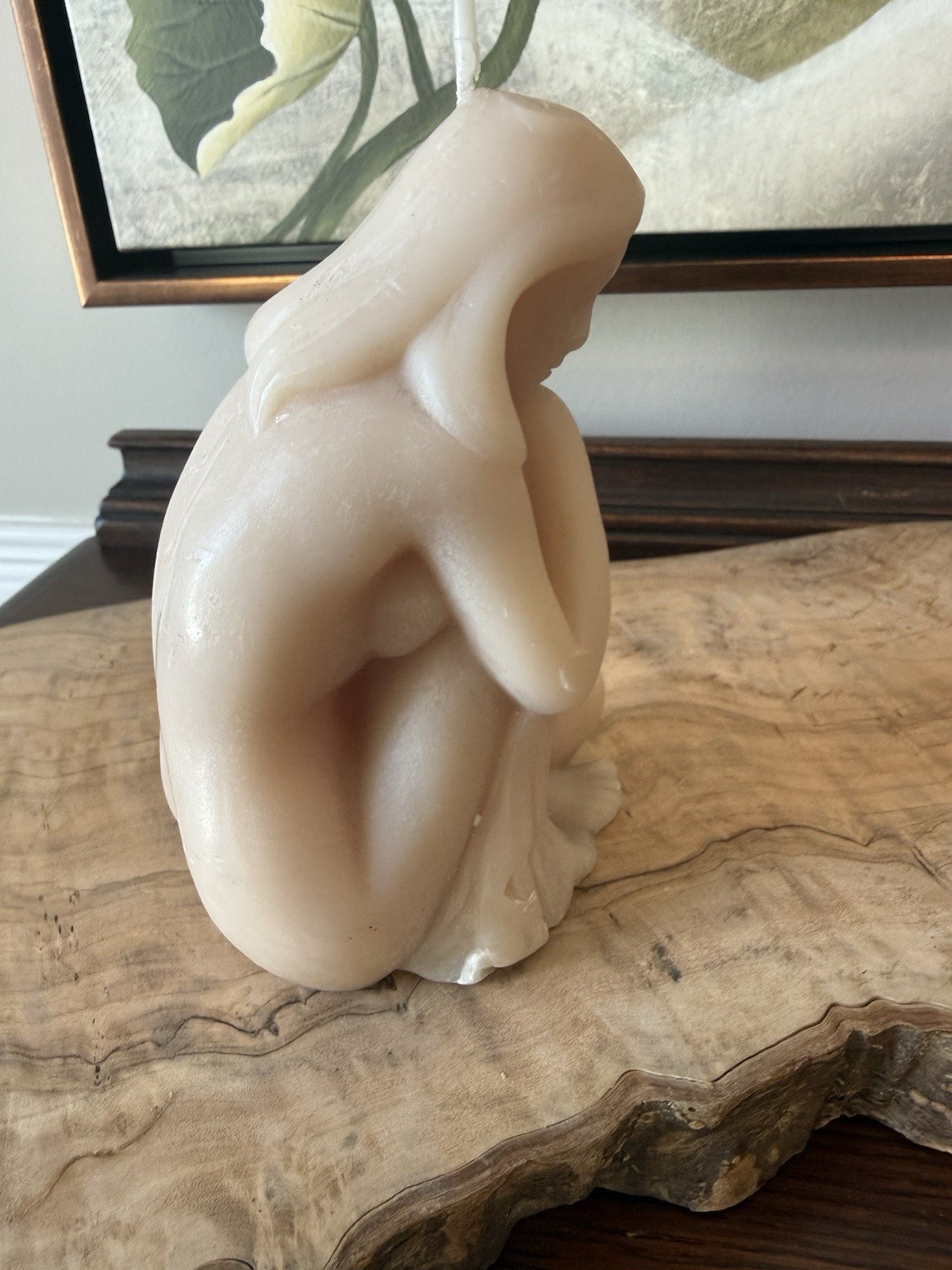 Vintage Nude Woman Figure Candle Ivory Wax Sculpture Art Deco Style Unused