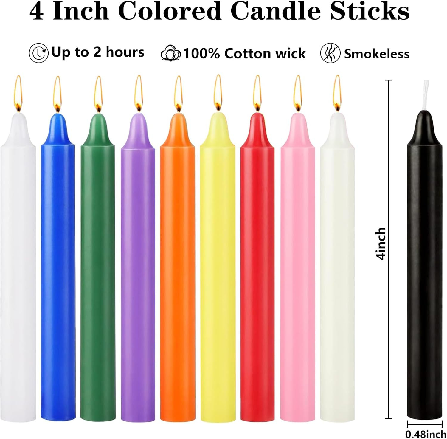 Spell Candles 40 Pack Bulk – 4 Inch Colored Mini Taper Candles for Rituals, Witc