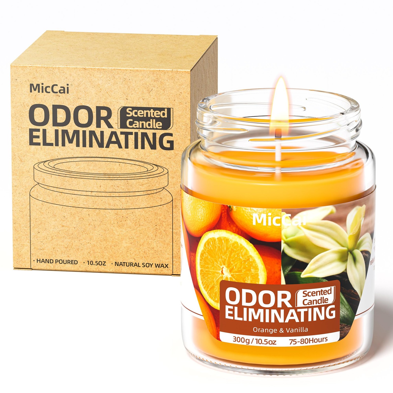 Orange & Vanilla Odor Eliminating Candles for Home Scented