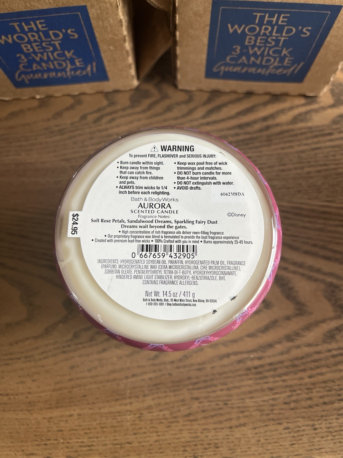 Bath & Body Works Disney Princess Aurora Crown Top 3 Wick Candle Brand New