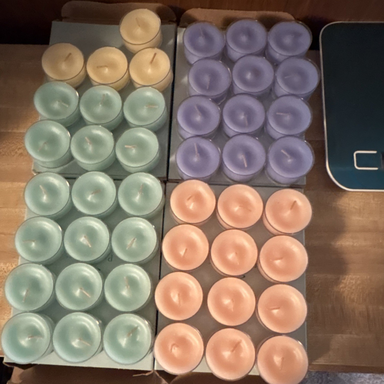 Multicolor Round Tea Light Candles, Wax, Assorted Mixed Colors, Tealights