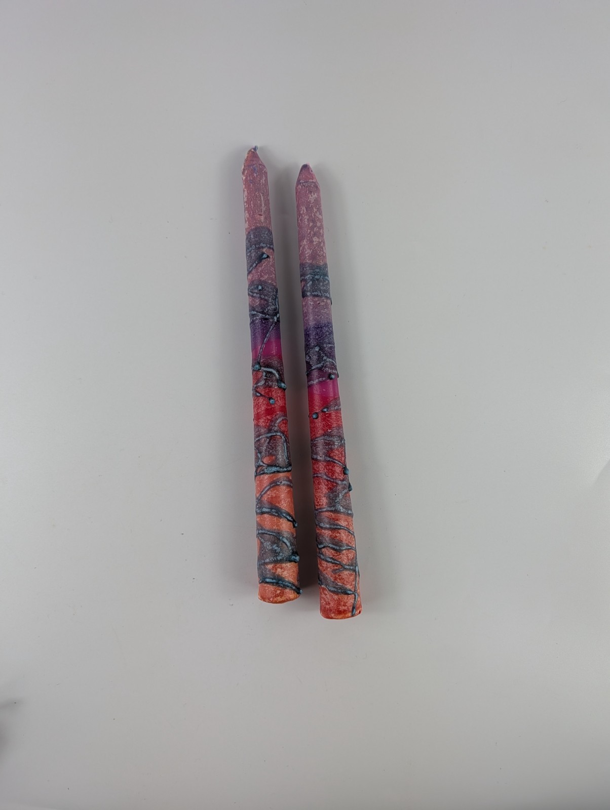 Safed Candles 10″ Taper Candles Hand Crafted Hand Dipped Multi Color Set of 2