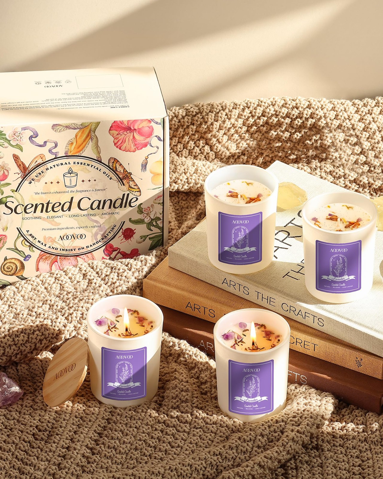 Lavender Candles Set for – 4 Pack Candles for Home Scented, Aromatherapy Cand…