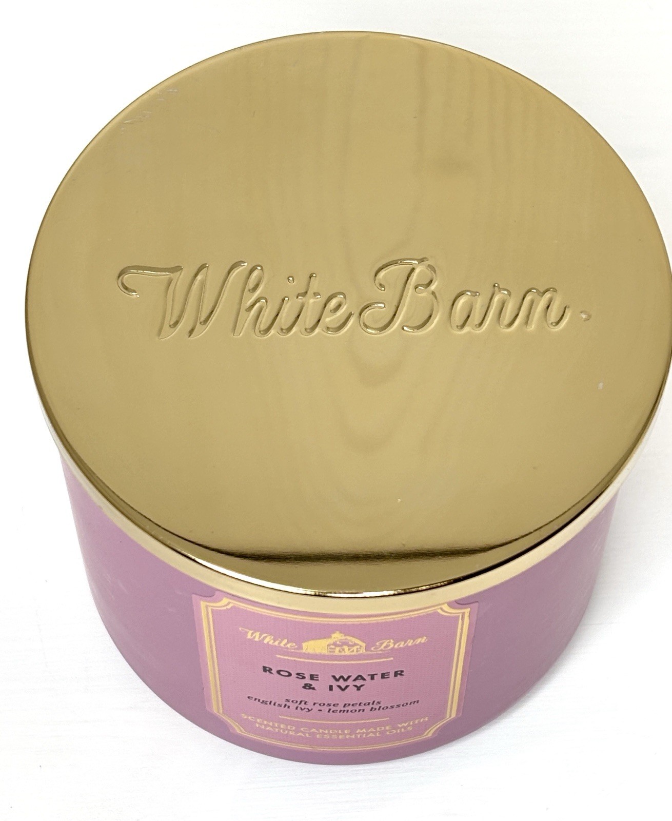 White Barn Rose Water & Ivy Spring Floral Natural Essential Oils 3-Wick Candle