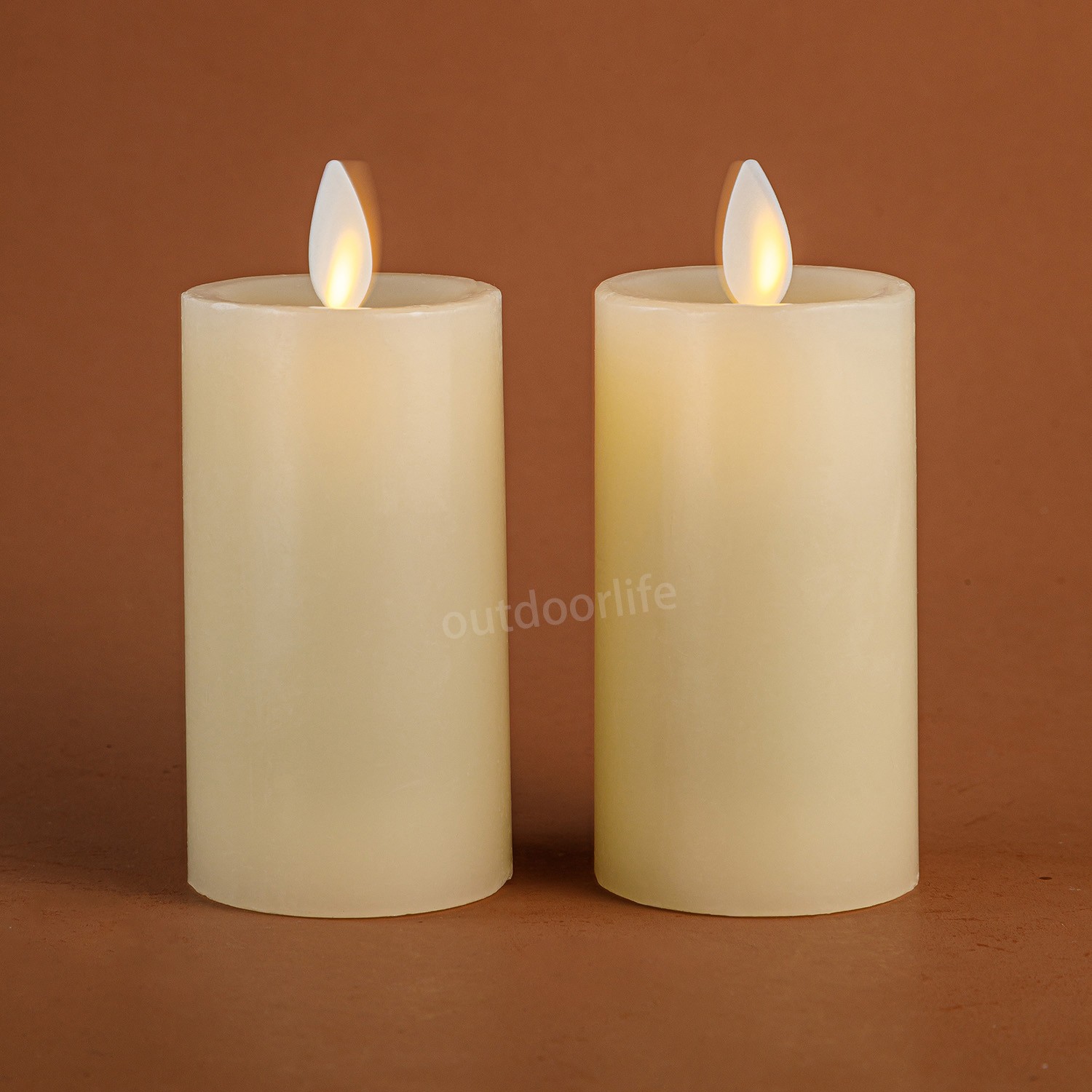 Luminara Flameless Classic Slim Pillar Wax Votive Candles with Realistic Flame