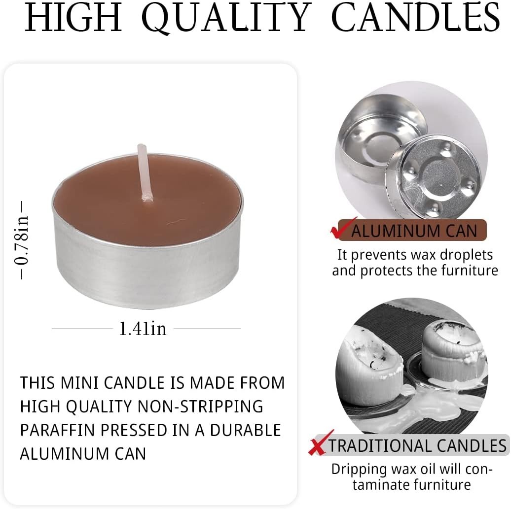 Versatile 12 Pack Scented Tea Lights – Brown Cinnamon for Indoor/Outdoor Use