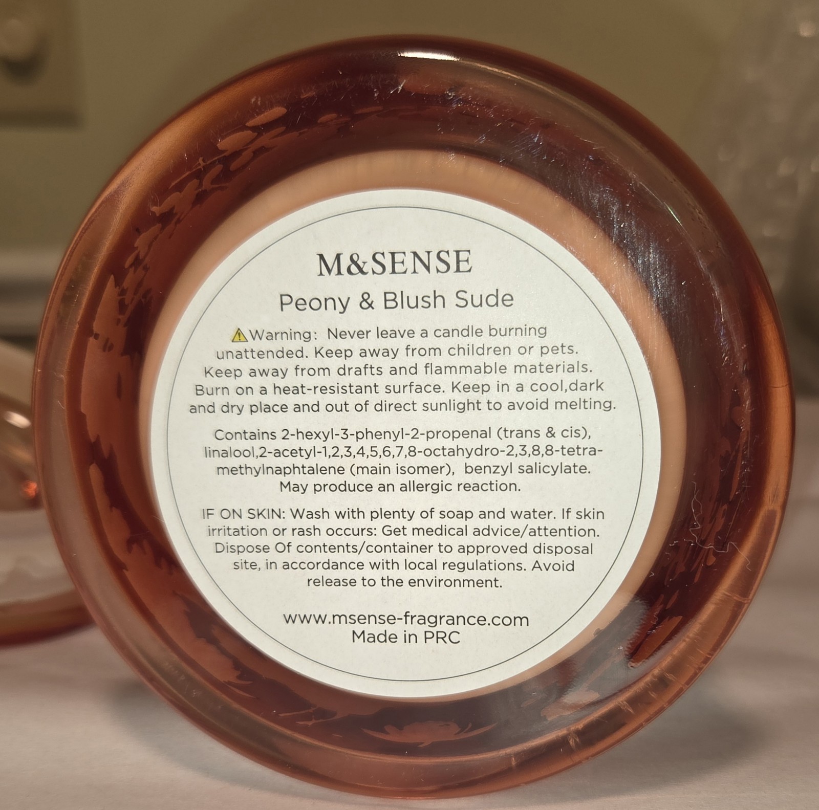 M&SENSE Peony Candle Jar Botanical Decorative Home Scented Organic Soy 12.7oz