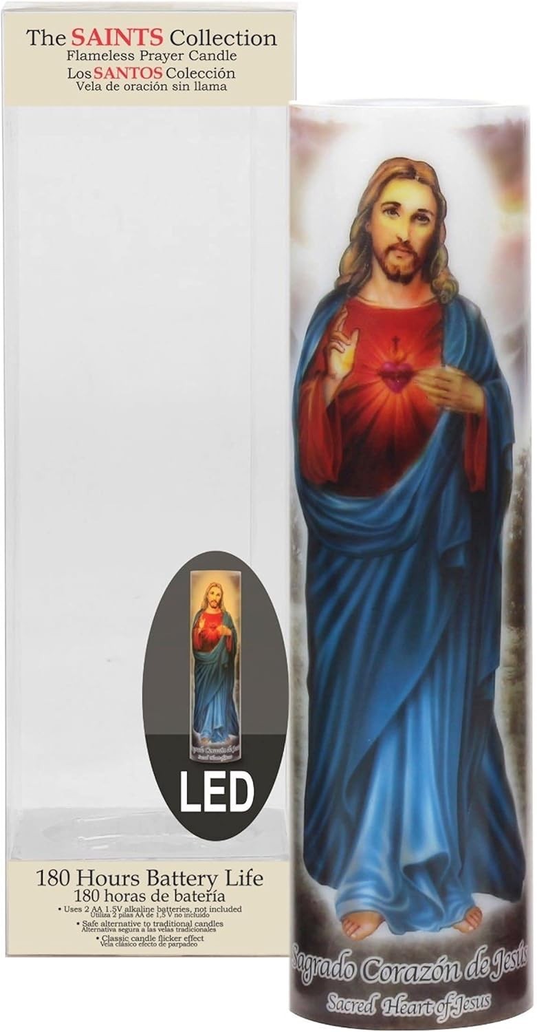 Safe Jesus LED Prayer Candle with Realistic Flicker – Ideal for All Settings 8″