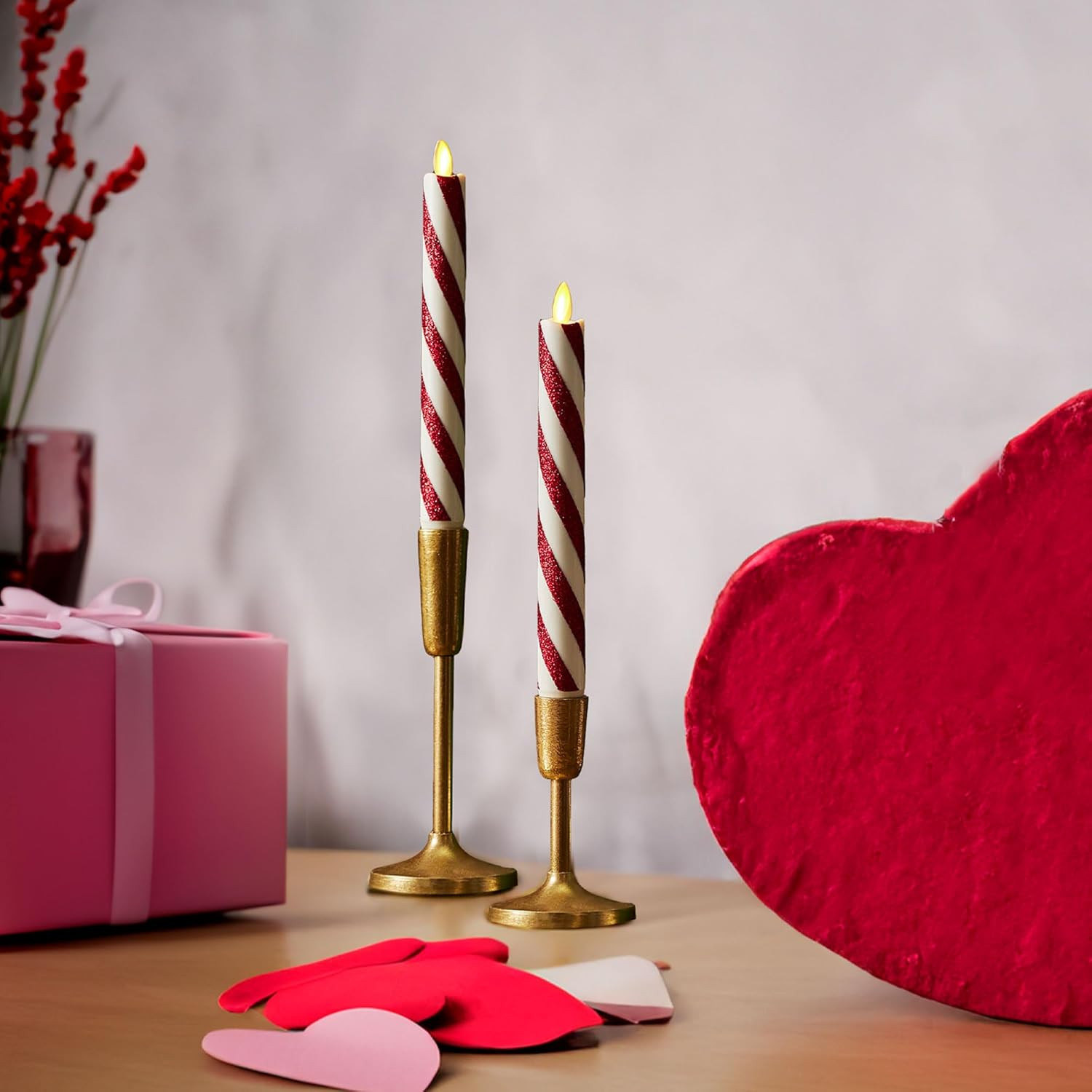 Set of 2 Moving Flame LED Taper (1X9.75), Flameless Candle, Melted Edge, Smooth