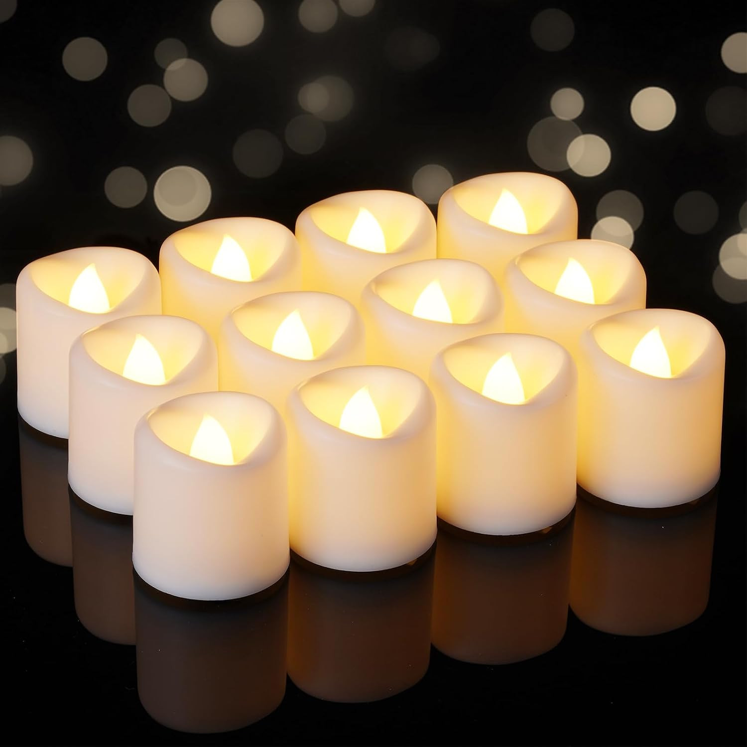 24-Pack White Flameless Candles, Flickering Votive Candles, 100 Hours
