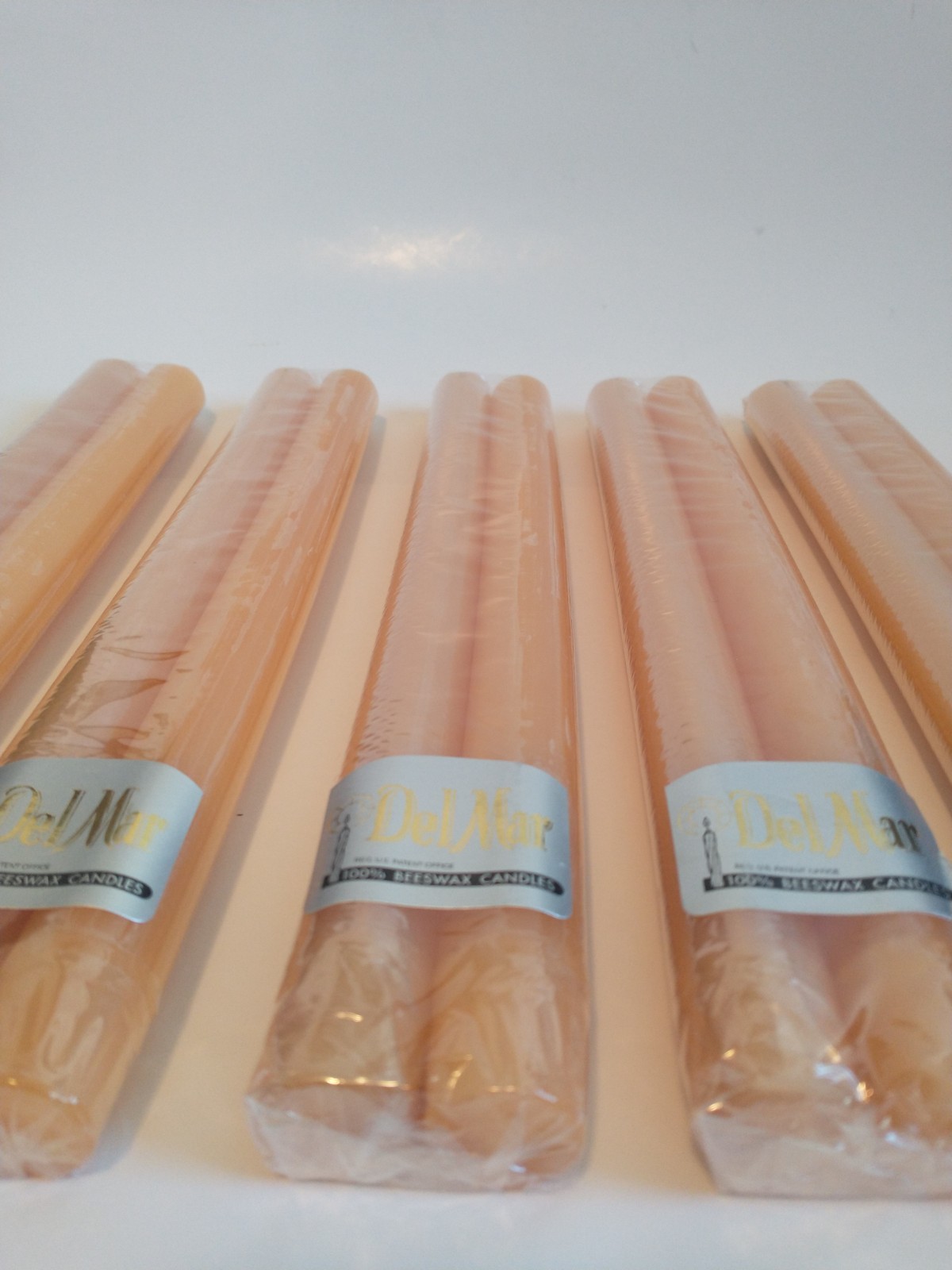 Vintage Del Mar Lot Of 10 100% Beeswax Candles Sealed 12″