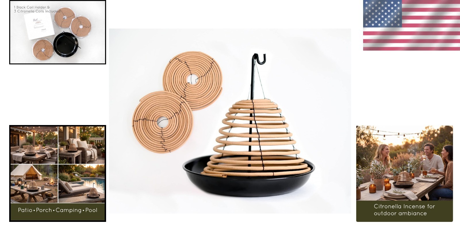 Stylish Citronella Incense Coils & Holder for Insect-Free Outdoor Evenings