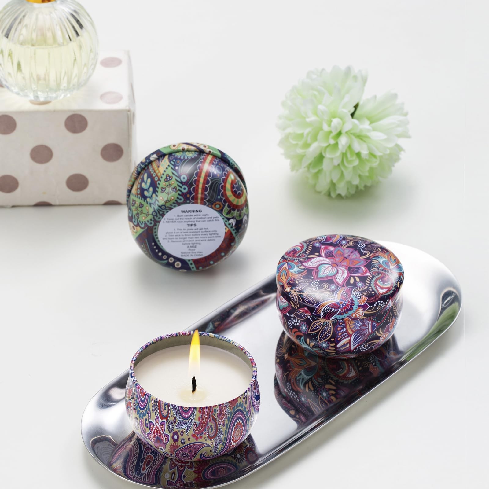 3 Pack Scented Candles, 2.5 oz Aromatherapy Candles with Floral Scents,Soy Ca…