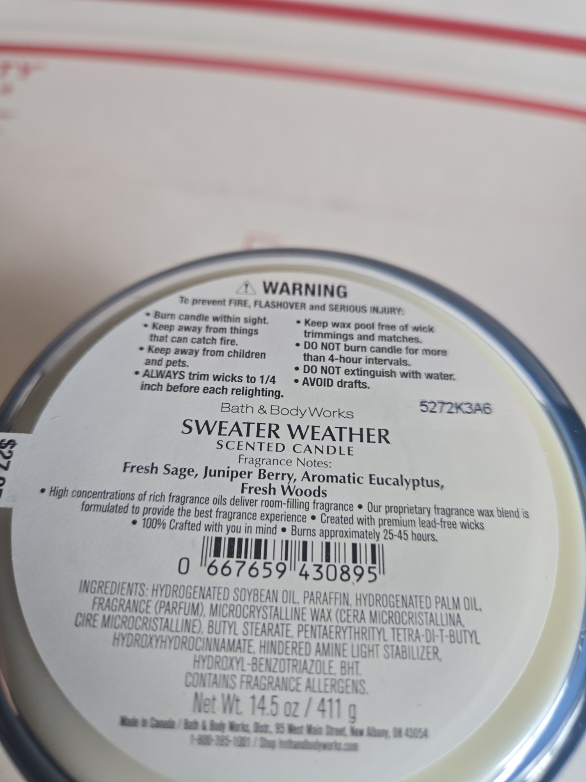 Bath & Body Works SWEATER WEATHER Scented 3 Wick CANDLE 25-45 Hrs NEW