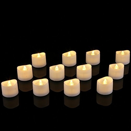 Pack 12 Flameless LED Tea Candles for Outdoor Indoor Fake Candle in Warm White