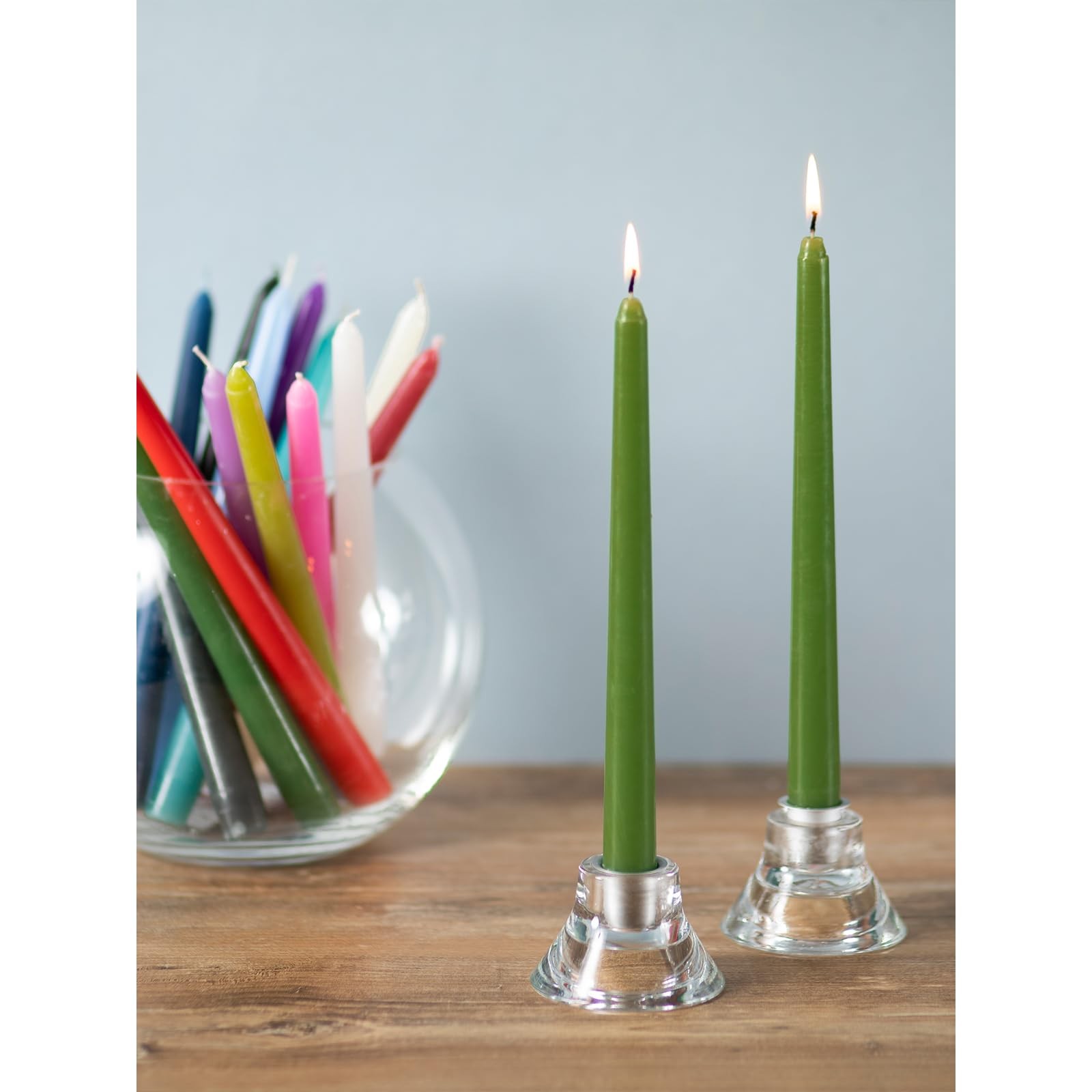 4 PCS 12 Inch Taper Candles Dripless Unscented Long Burning Grass Green