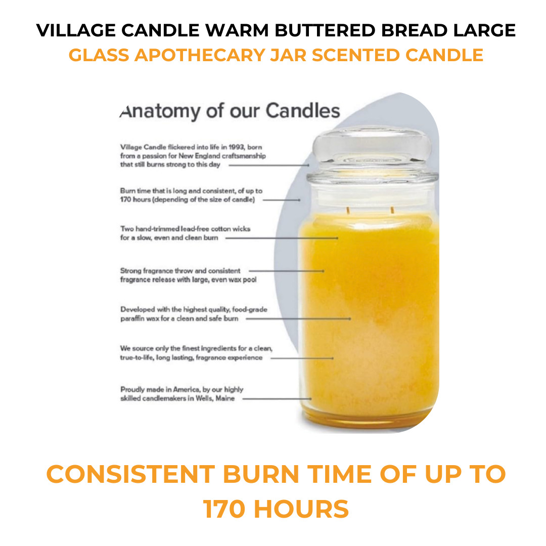 Village Candle Warm Buttered Bread 21.25 oz Large Jar Scented Candle Brown