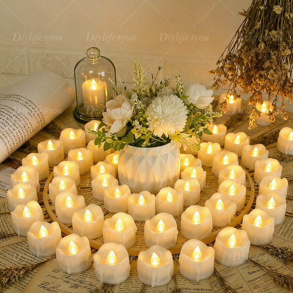12Pcs Flameless LED Candle Tea Lights Flicker w/ Remote Control Battery Operated