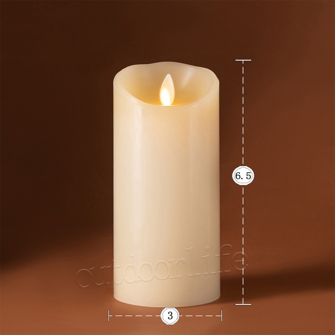 Luminara Flameless Moving Wick Candles Light w/Pillar Wax Remote Ivory 3″X6.5″