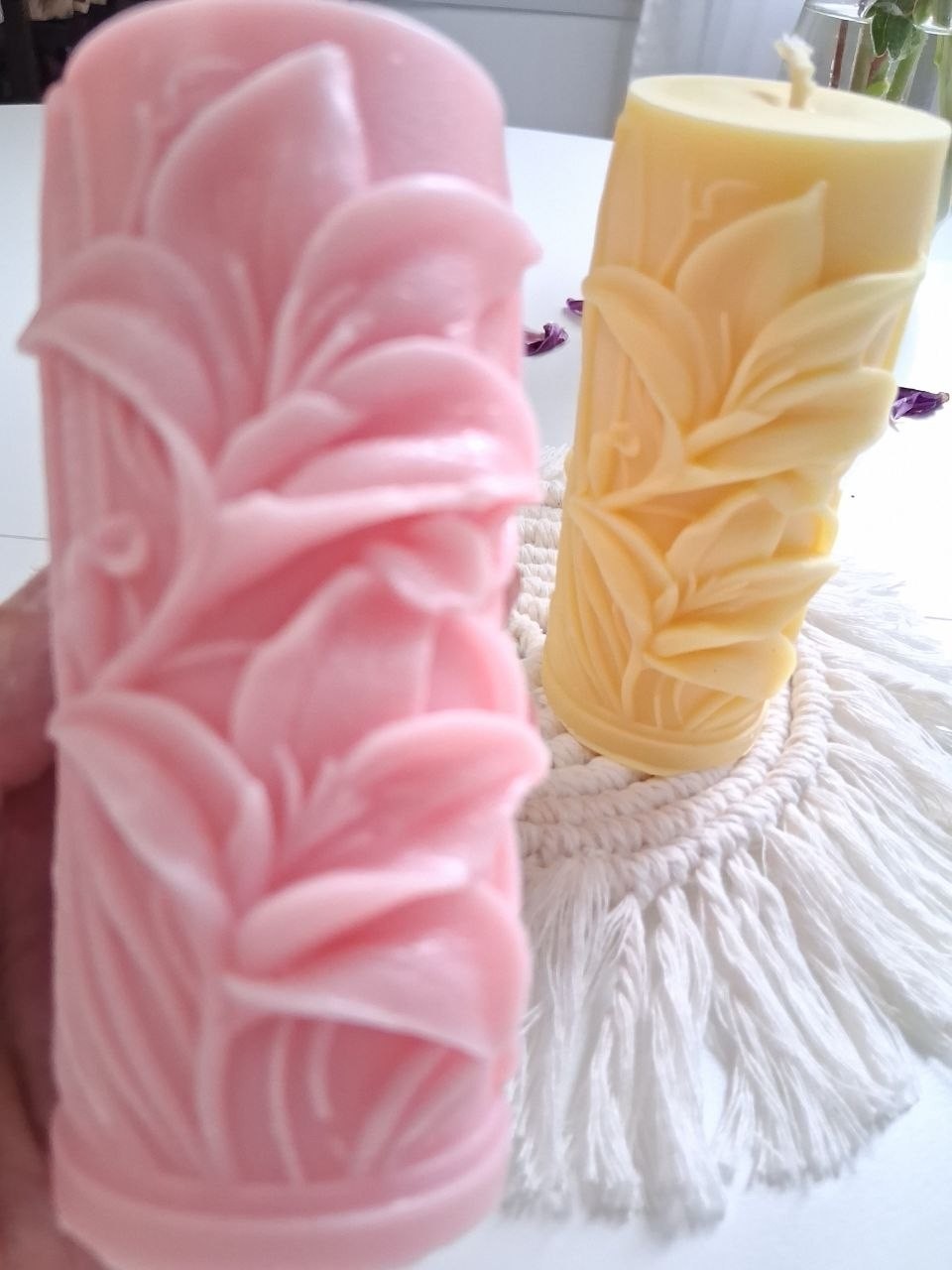 Handmade Natural Soy Candle , Lily Scent, Customizable