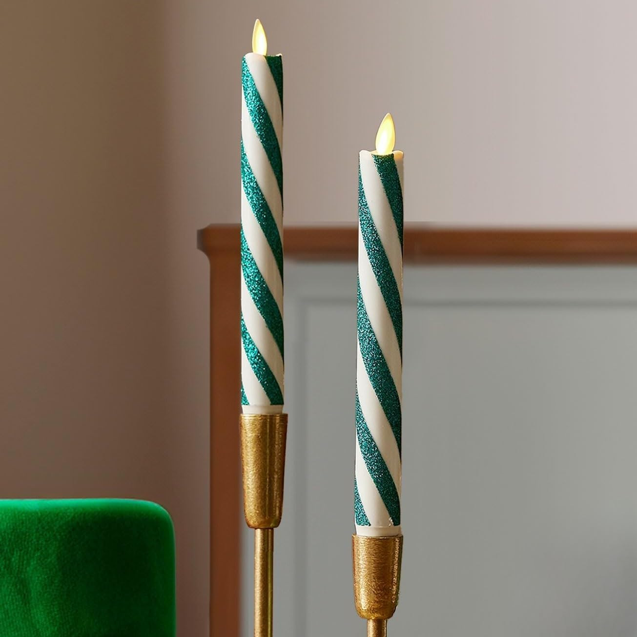 Set of 2 Moving Flame LED Taper (1X9.75), Flameless Candle, Melted Edge, Smooth