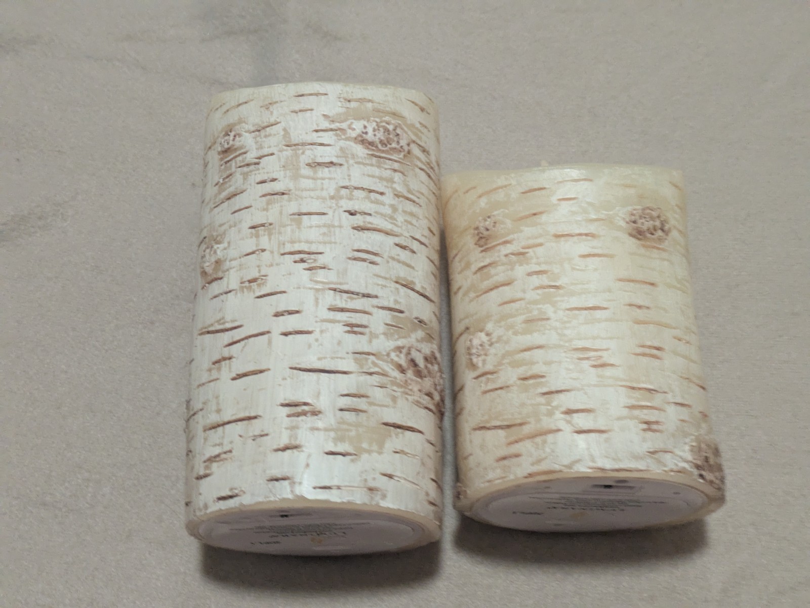 Luminara Flameless Moving Flame Pillar Candles Birch Bark Tree NO BATTERIES