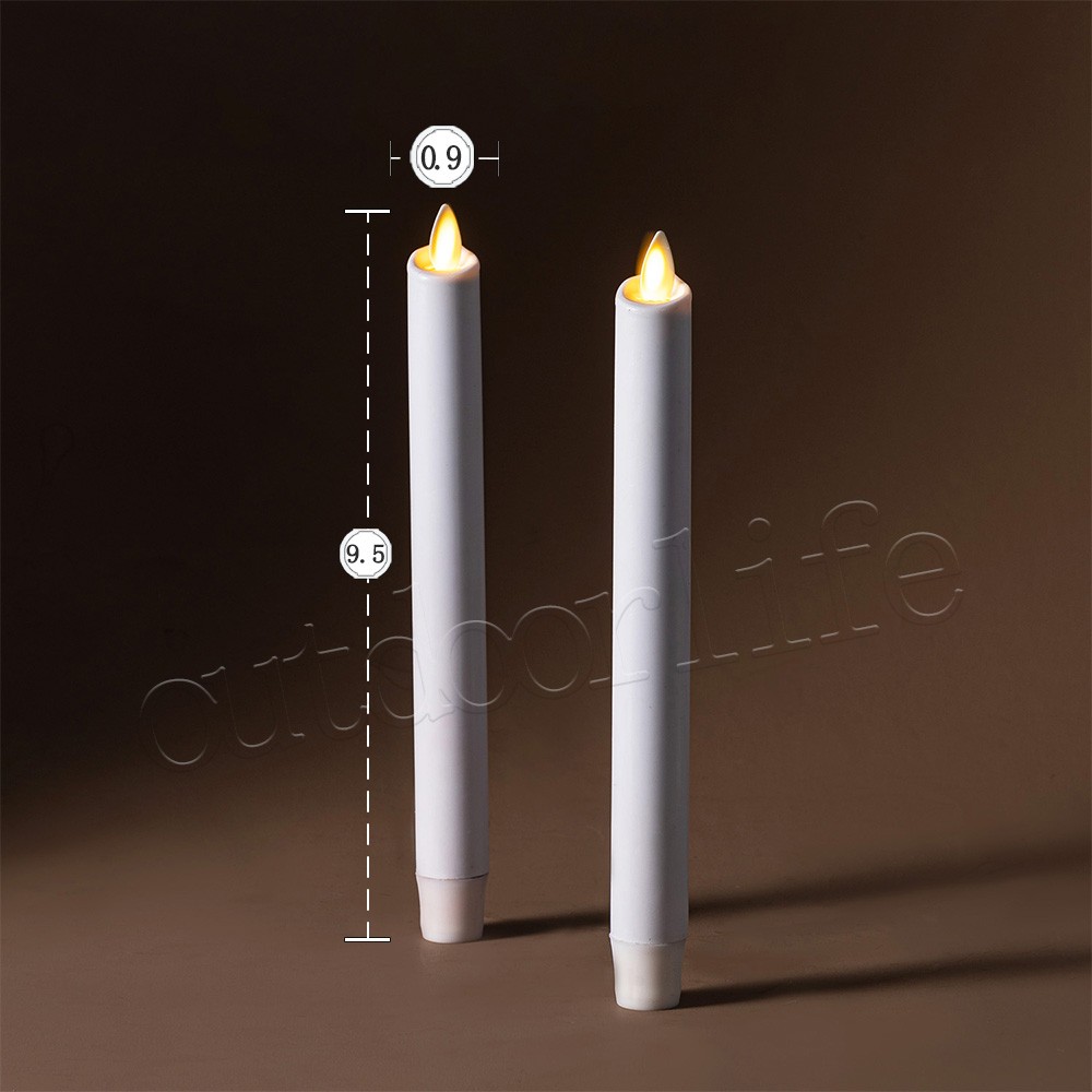 Luminara Flameless Wax Battery Taper Candle with Moving Flame Remote White 9.5″