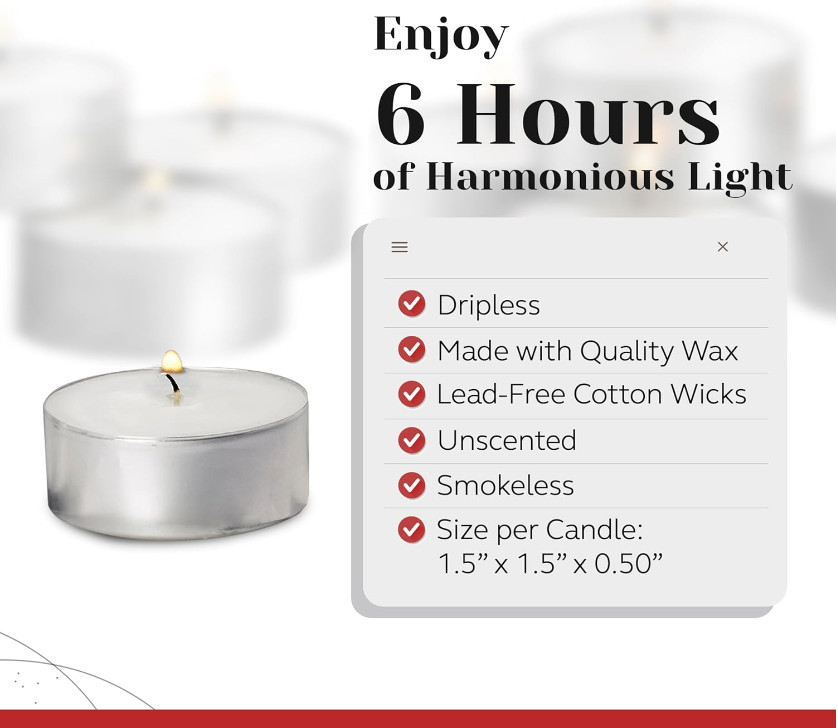 100-400 Pack Tea Light Candles Bulk Unscented Votive Candles,6 Hour Long Burning