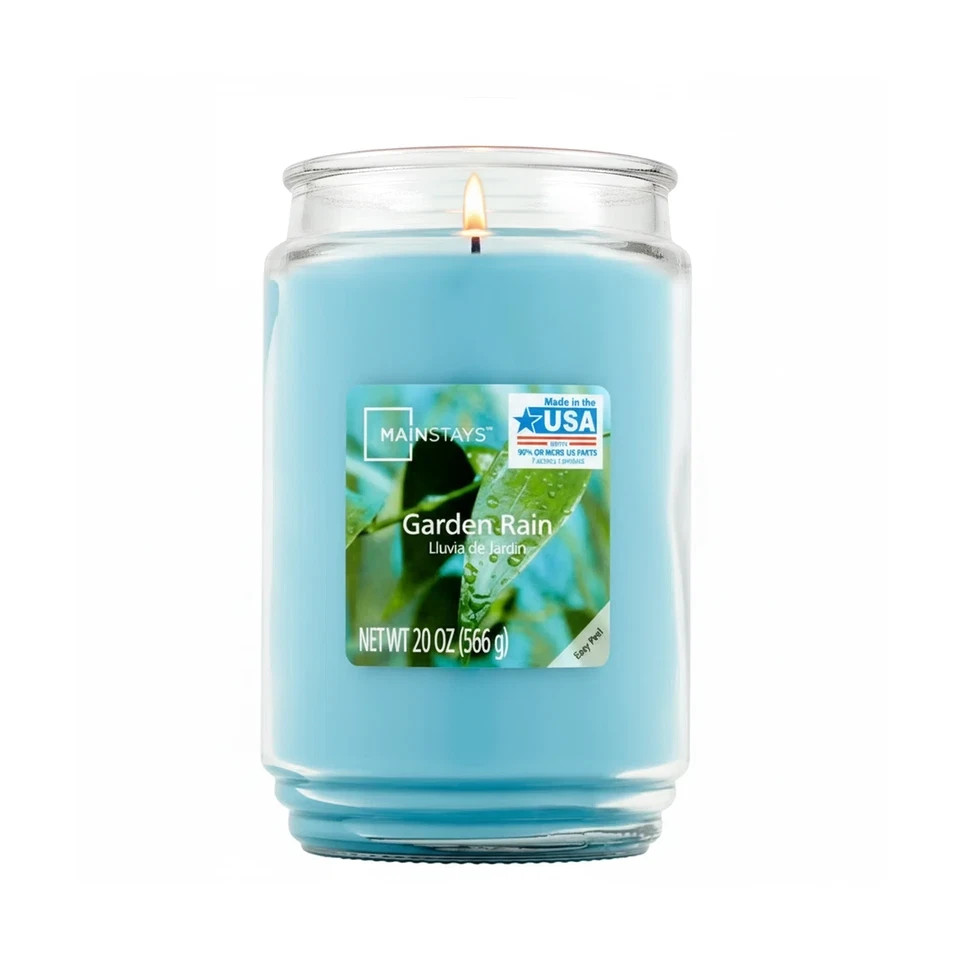 (2 Pack) Garden Rain Single-Wick Large Glass Jar Candle, 20 Oz