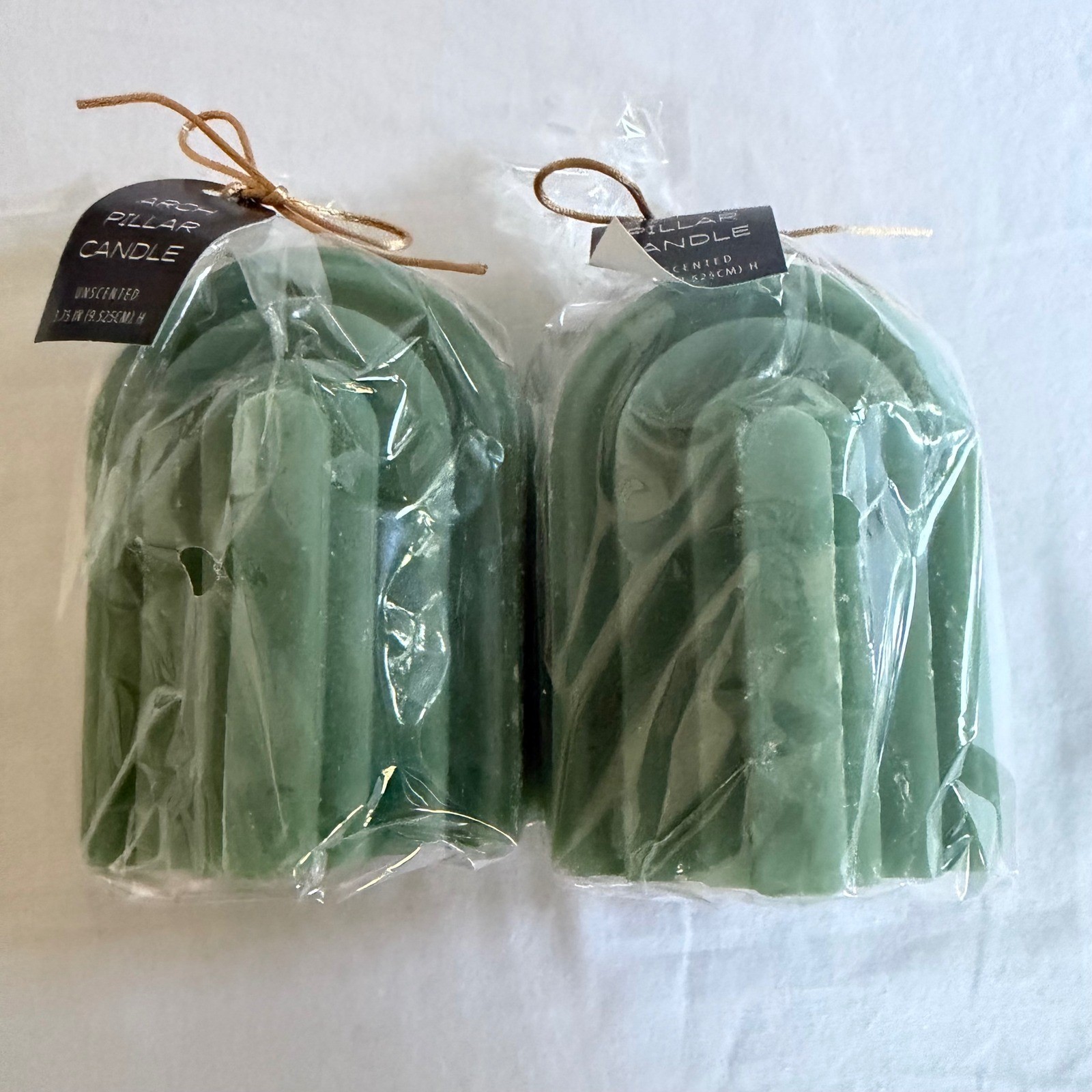 Threshold Lot Arch Pillar Candle Set of 2 and Set of 4 Napkin Rings Modern Decor