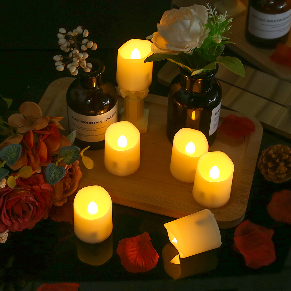 6× Rechargeable Flicker Flameless LED Tea Lights LED Candle Timer Remote Control