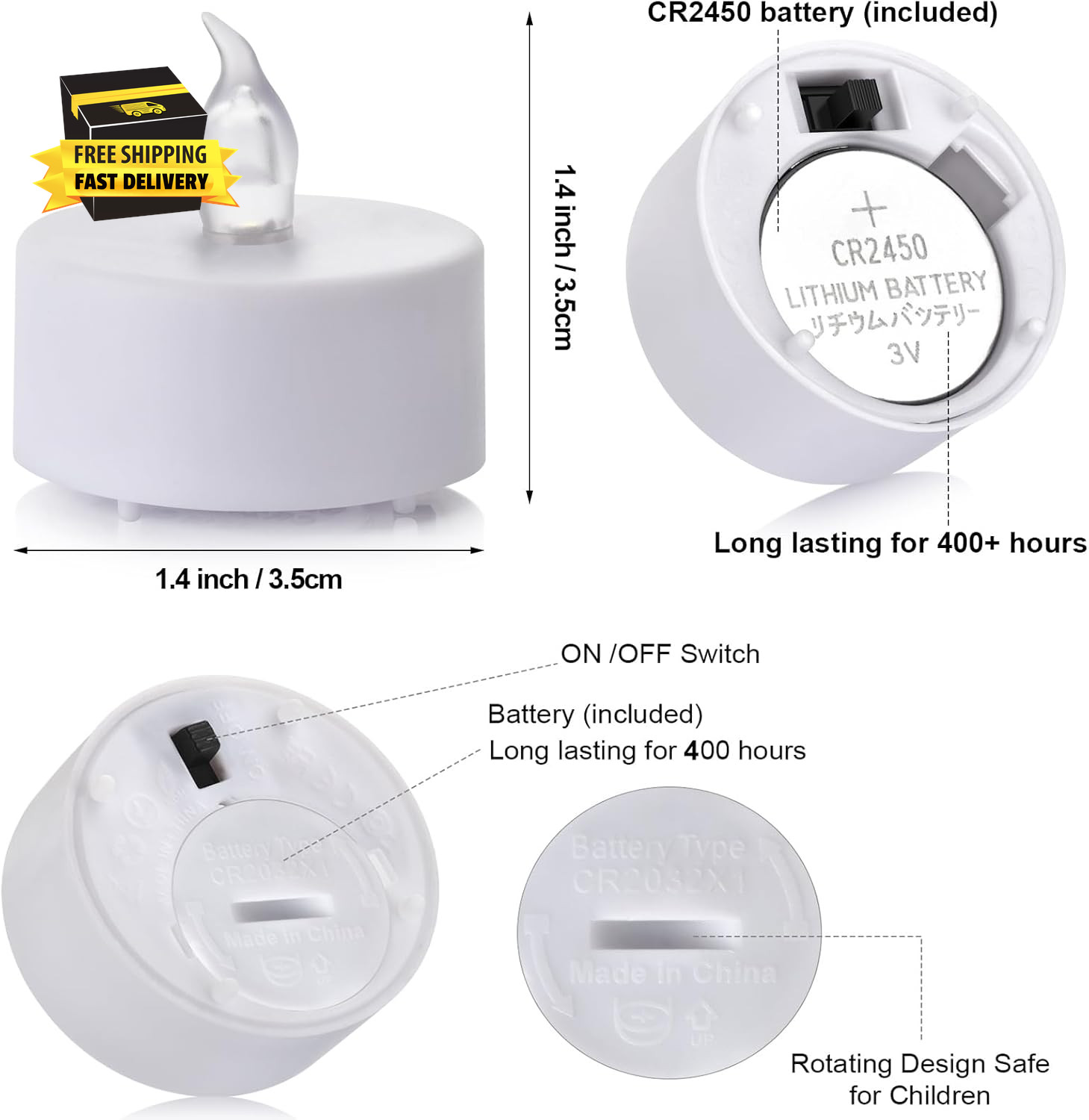 5Pack Flameless LED Tea Light Candles with Remote Control, Realistic and Bright