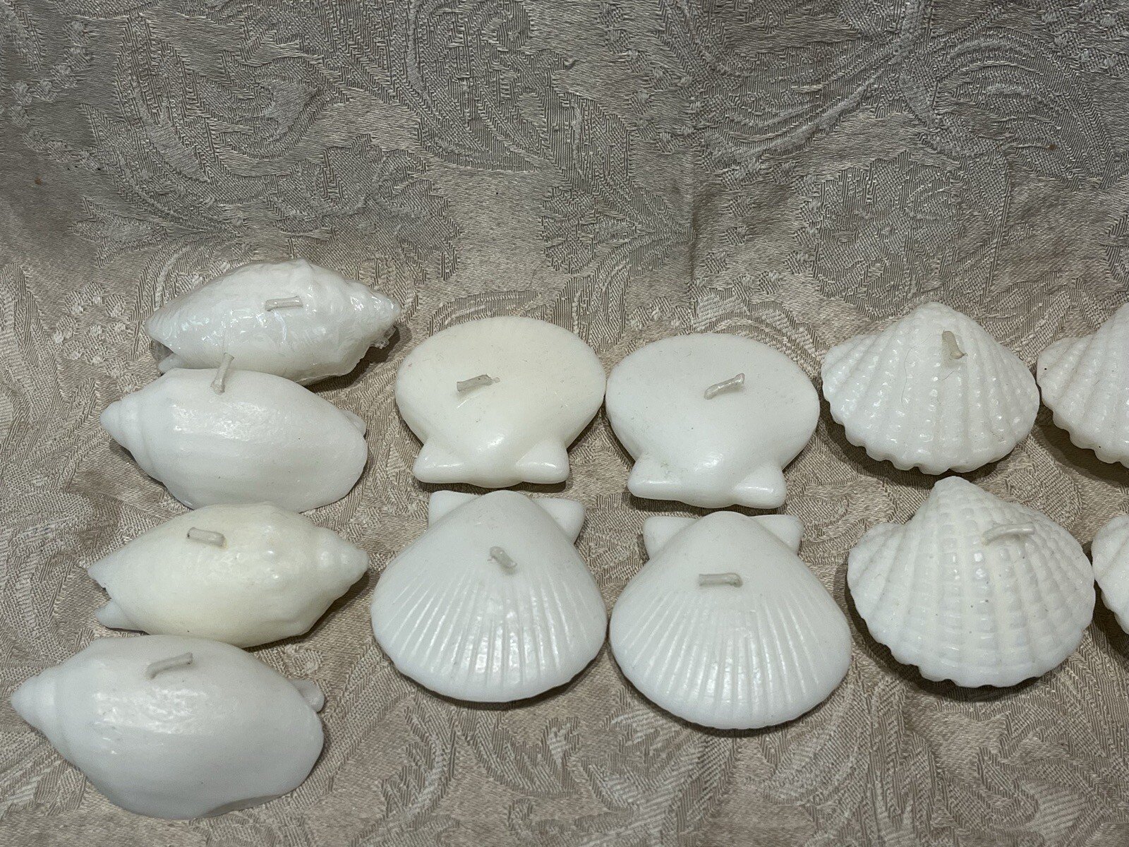 Pottery Barn White Mixed Sea Shell Candles Set Of 15 Nautical Beach House Decor