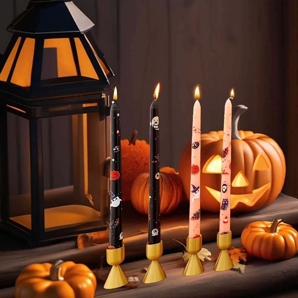 2pcs 10Inch Scented Candles Fall Pumpkin Bat Candlesticks Dinner Table Decor