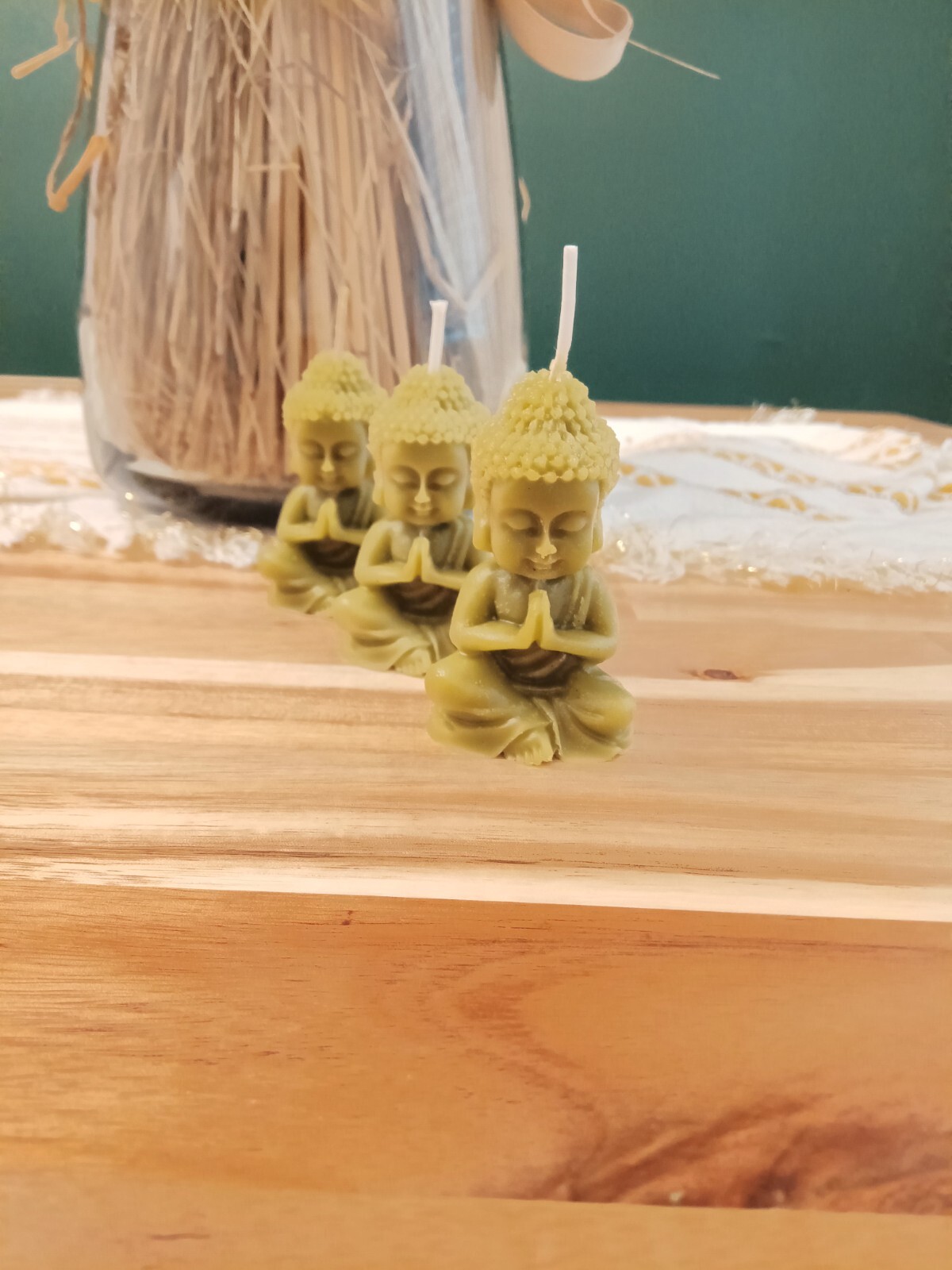 Buddha Candle Set – 3 PCS, Handmade in USA, 100% Beeswax, Organic & Meditation.